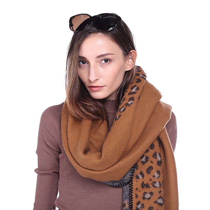 Kvinnor Utskrift Vinter Varm Scarf Casual Leopard Mönster Filt Scarf Sjal