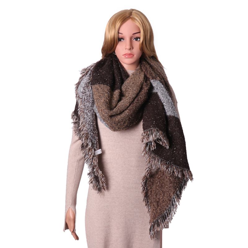 Kvinnor Varm Cashmere Tofs Sjal Rutig Wrap Stole