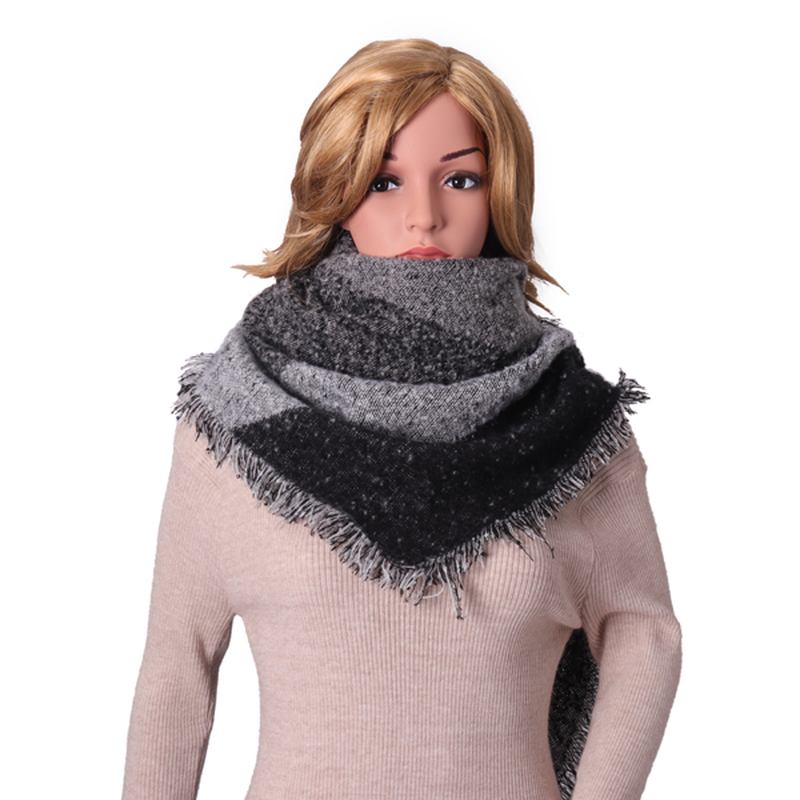 Kvinnor Varm Cashmere Tofs Sjal Rutig Wrap Stole