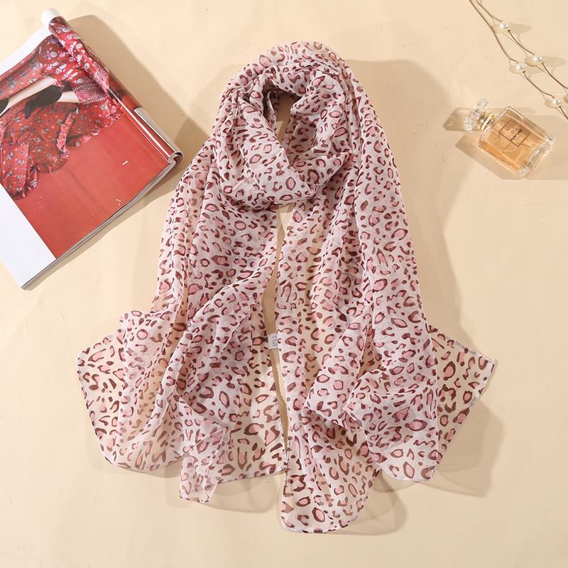 Leopard Chiffong Scarf Dam Tunn Sjal