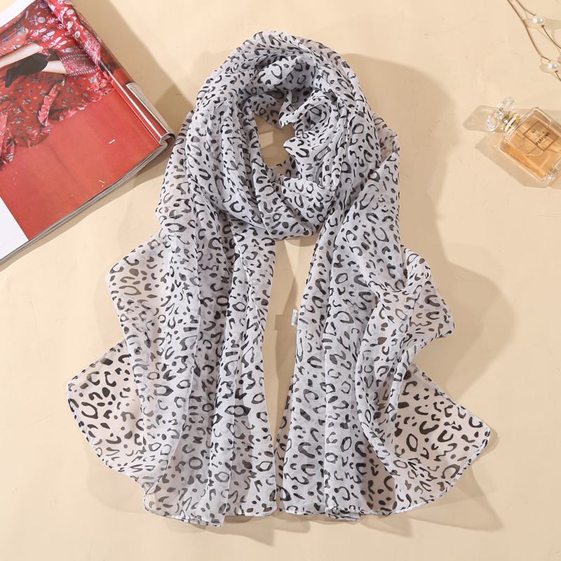 Leopard Chiffong Scarf Dam Tunn Sjal