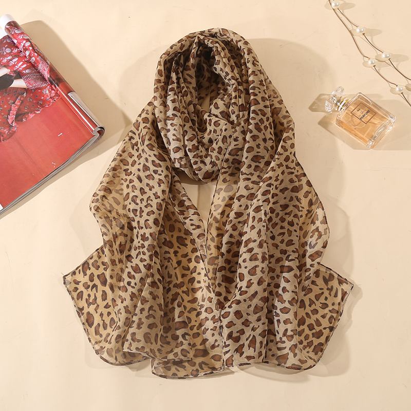 Leopard Chiffong Scarf Dam Tunn Sjal