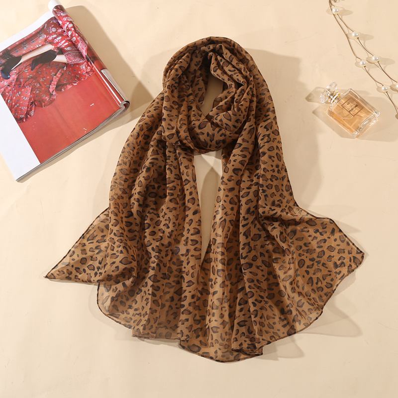 Leopard Chiffong Scarf Dam Tunn Sjal