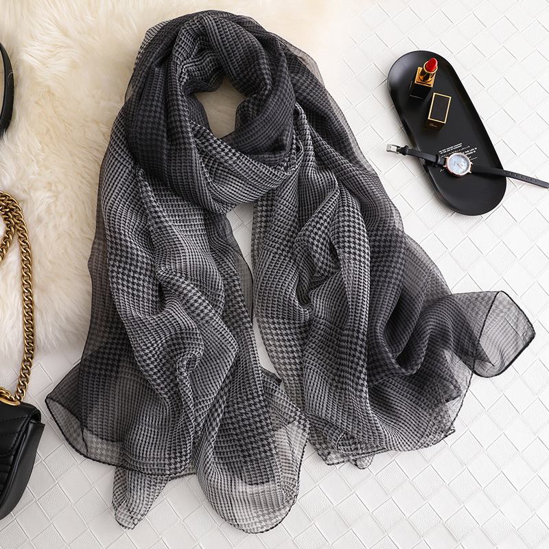 Mode Kvinnors Houndstooth Long Sun Sjal Scarf