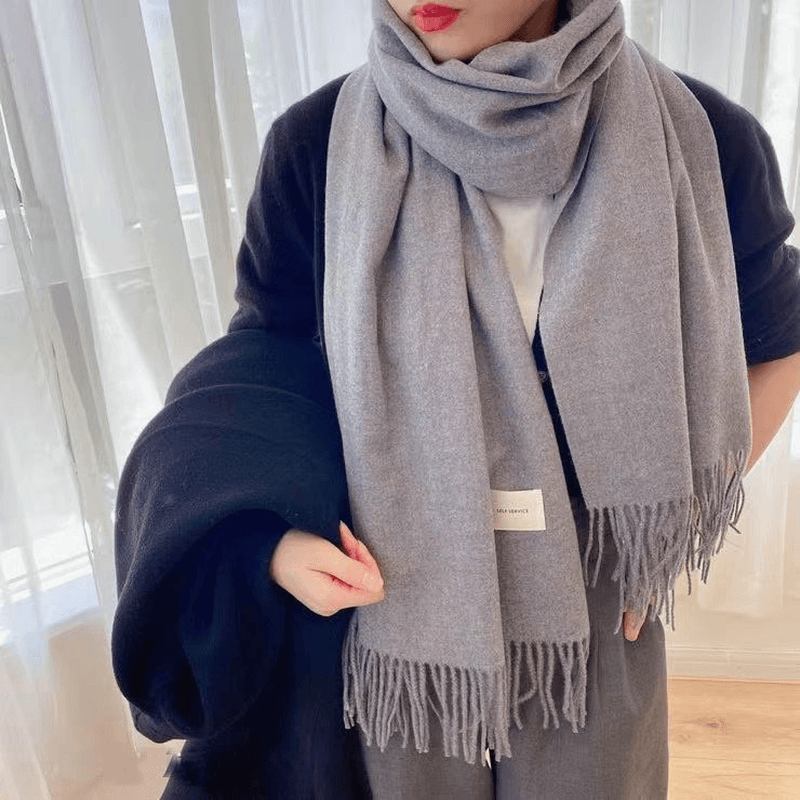 Ny Stil Tofs Imitation Cashmere Scarf Vadderad Sjal Kvinnor