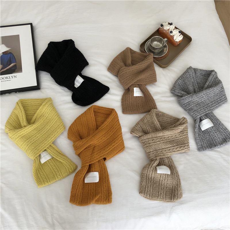 Ren Färg Cashmere Stickad Förtjockad Cross Warm Scarf