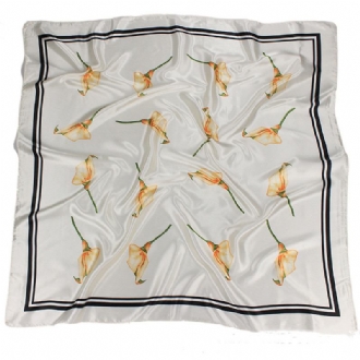 Silk Scarf Dam 90x90cm Siden Stor Fyrkantig Scarf