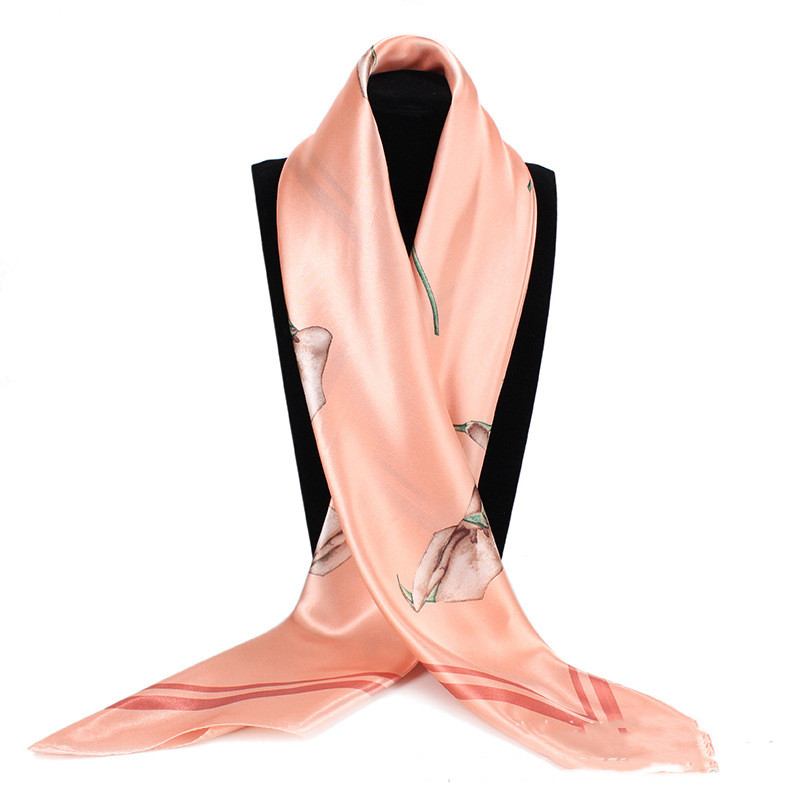 Silk Scarf Dam 90x90cm Siden Stor Fyrkantig Scarf