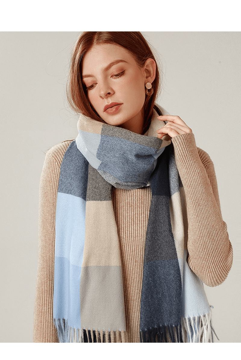 Sjal Scarf Vintervärme Cashmere Tofs Pläd Lång Haklapp