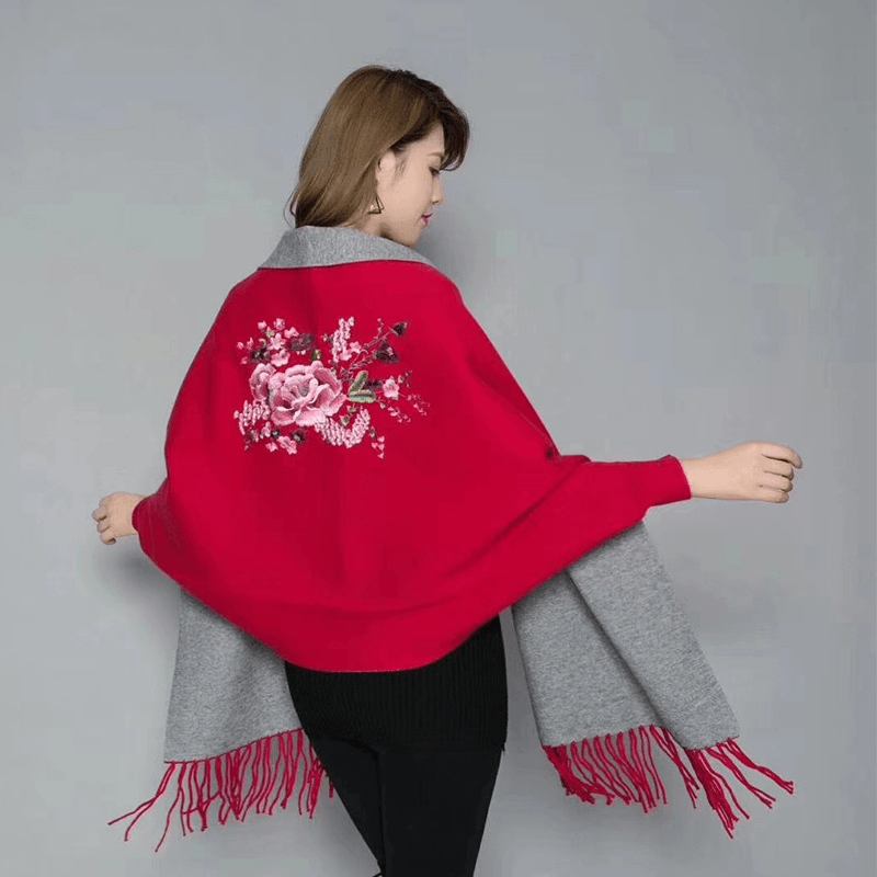 Sleeve Sjal Scarf Dual Purpose Enfärgade Fringe Winter