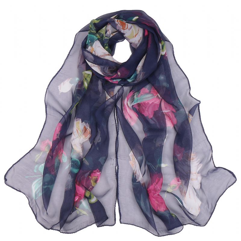 Sommar Lotus Pond Moonlight Tunn Sidenscarf