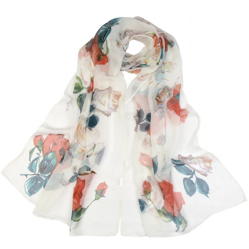 Sommar Lotus Pond Moonlight Tunn Sidenscarf