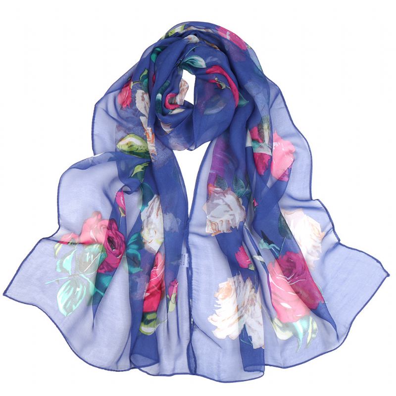 Sommar Lotus Pond Moonlight Tunn Sidenscarf