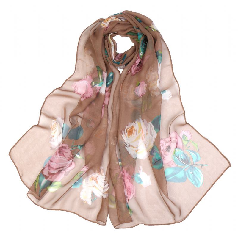 Sommar Lotus Pond Moonlight Tunn Sidenscarf