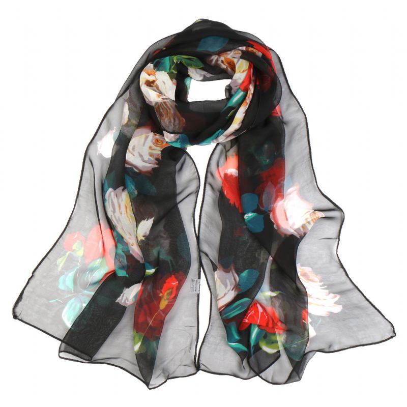 Sommar Lotus Pond Moonlight Tunn Sidenscarf