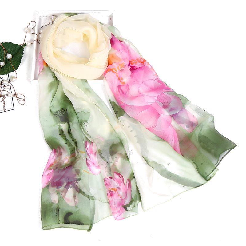 Summer Sunscreen Simulation Silk Beach Handduk All-match Scarf