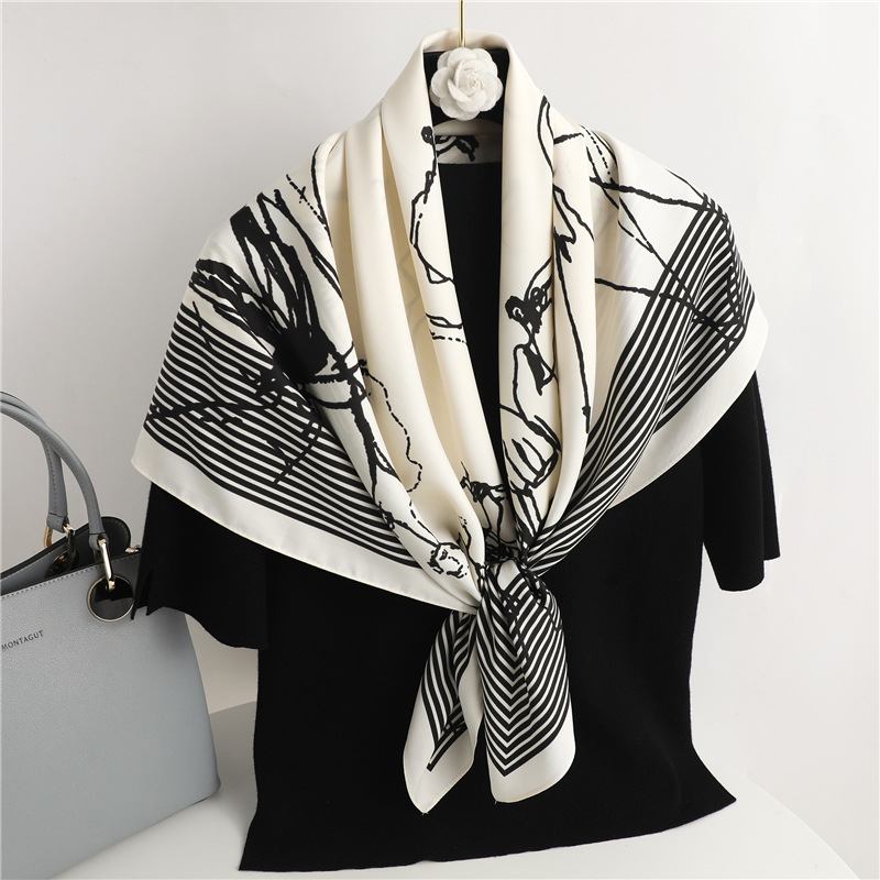 Temperament Silk Scarf Kvinnor Mode Och Generös