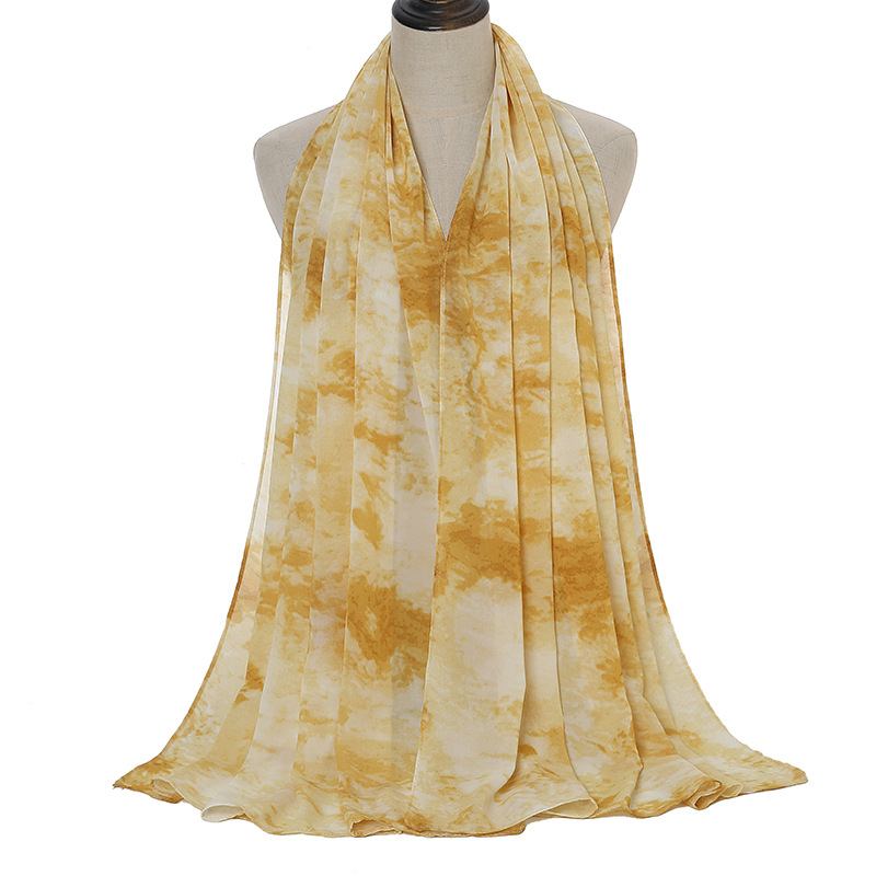 Tie-dye Med Tryck Pearl Chiffong Scarf Sjal