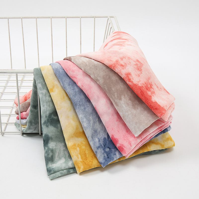 Tie-dye Med Tryck Pearl Chiffong Scarf Sjal