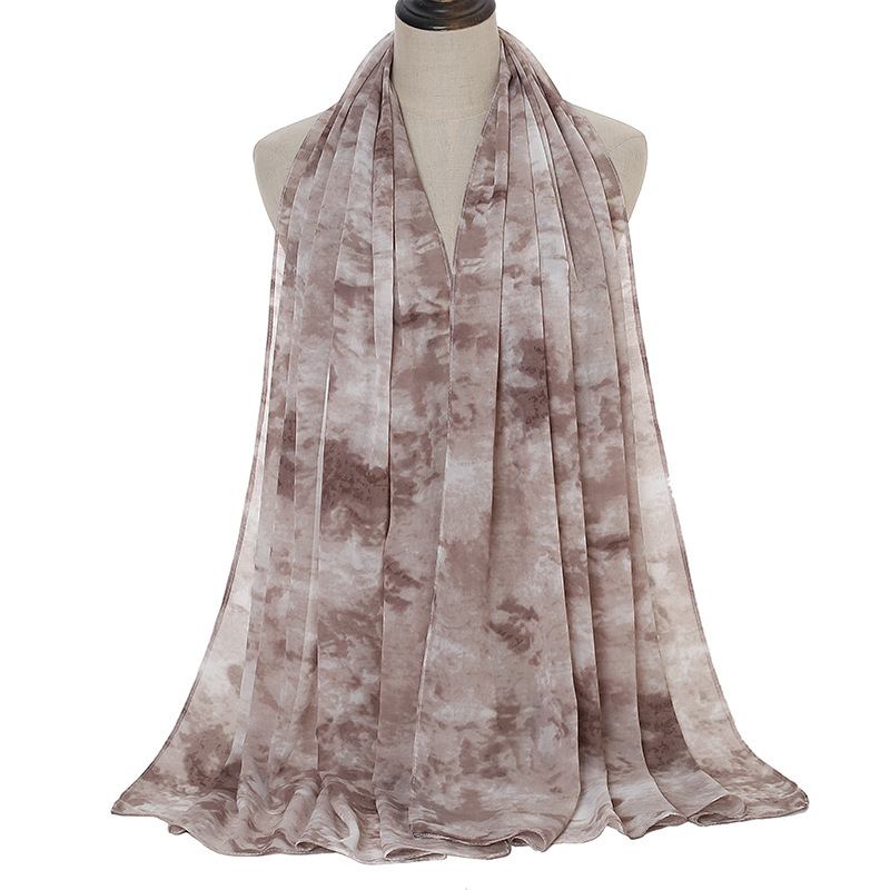 Tie-dye Med Tryck Pearl Chiffong Scarf Sjal