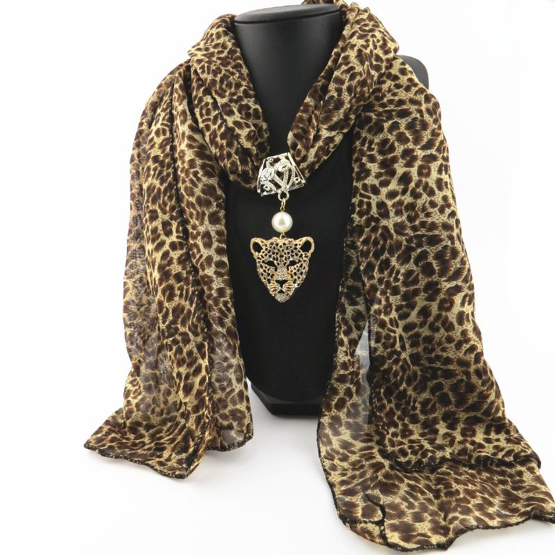 Tryck Hänge Scarf Beaded Hänge Scarfprinted Chiffong Halsband