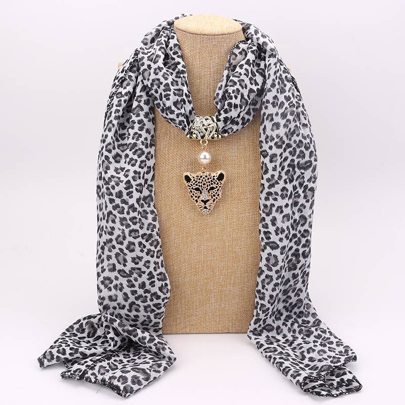 Tryck Hänge Scarf Beaded Hänge Scarfprinted Chiffong Halsband