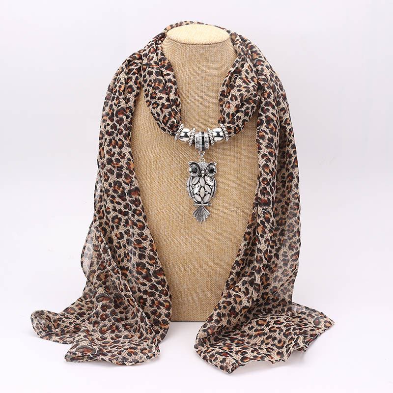 Tryck Hänge Scarf Beaded Hänge Scarfprinted Chiffong Halsband