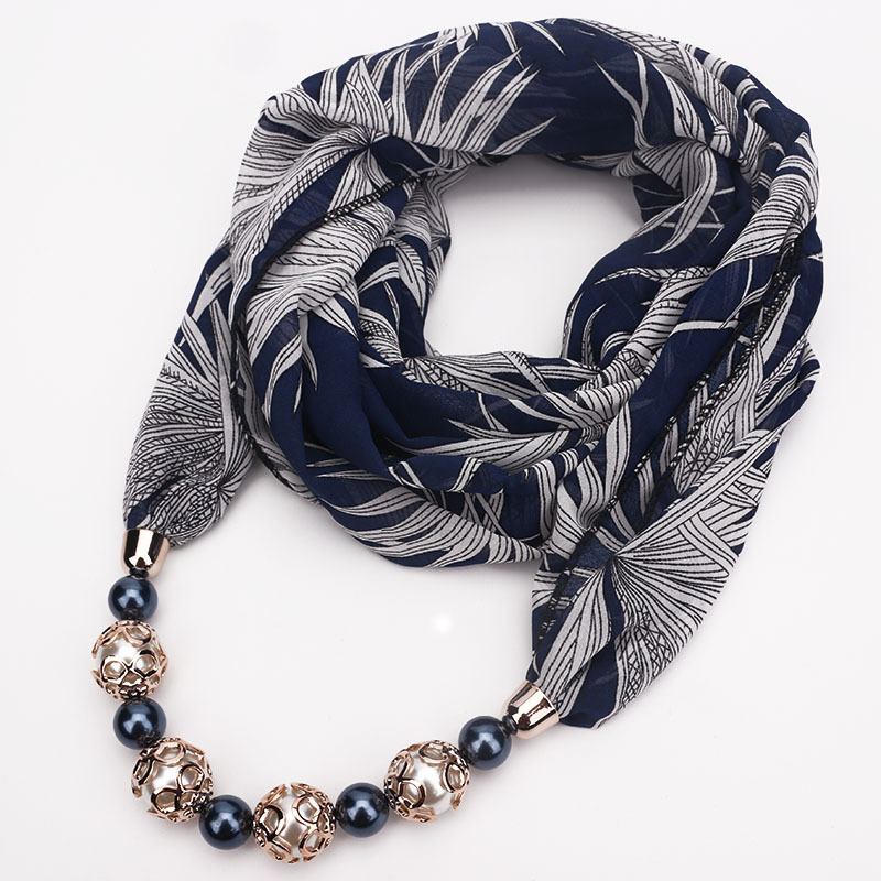 Tryck Hänge Scarf Beaded Hänge Scarfprinted Chiffong Halsband