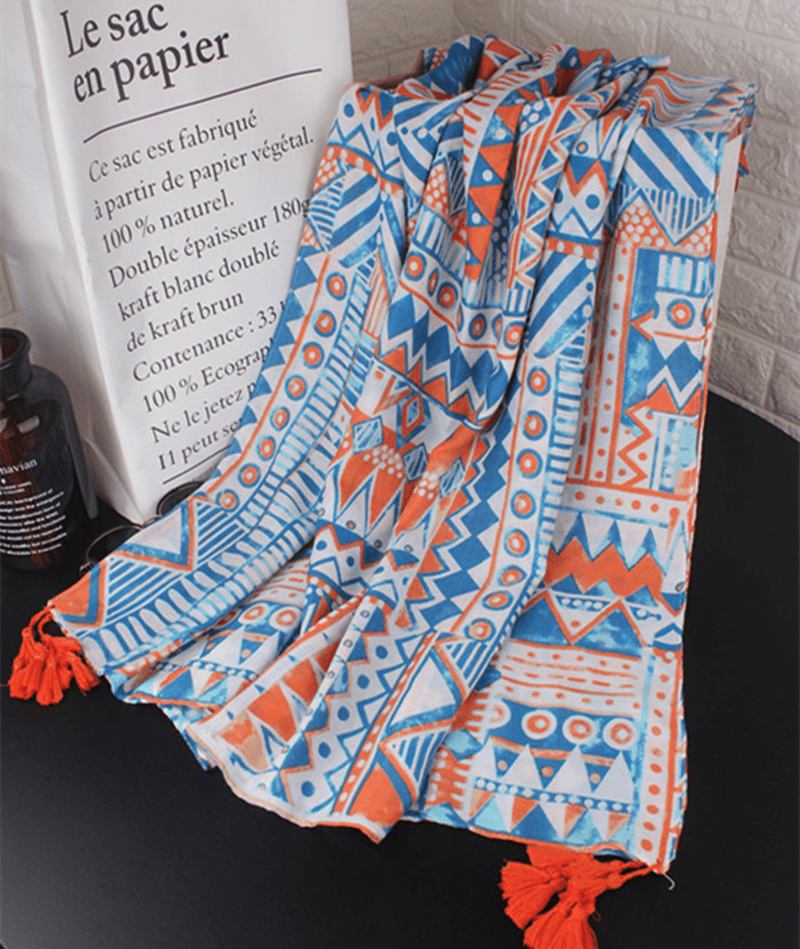 Turkiet Desert Vacation Fringed Etnisk Stil Bomull Och Linne Scarf Ladies Travel