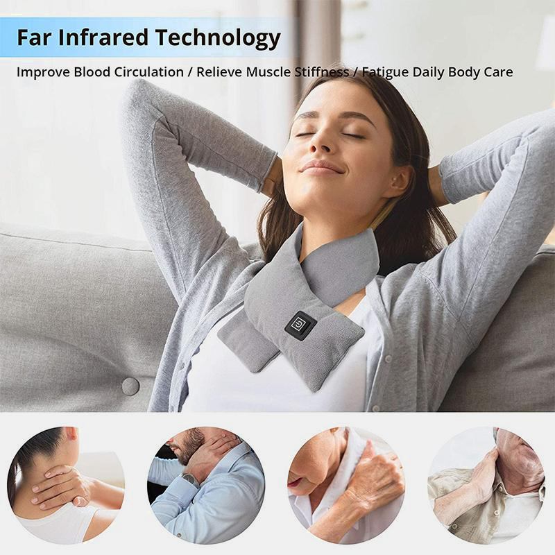 Unisex Fleece Bomull Smart Heating Scarf Usb Vinter Elvärmande Scarf Nackskydd Kallladdningssjal