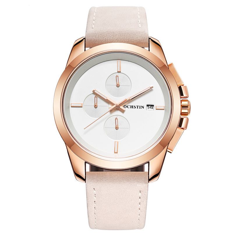 Äkta Läder Casual Style Herr Armbandsur Kalender Quartz Watch