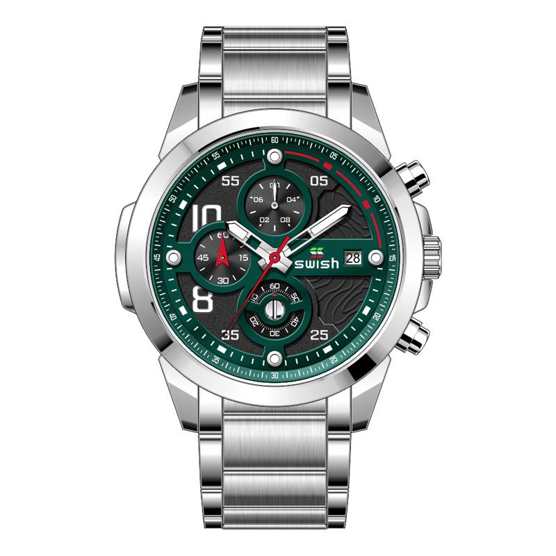 Business 3atm Vattentät Självlysande Datumvisning Chronograph Herr Quartz Watch