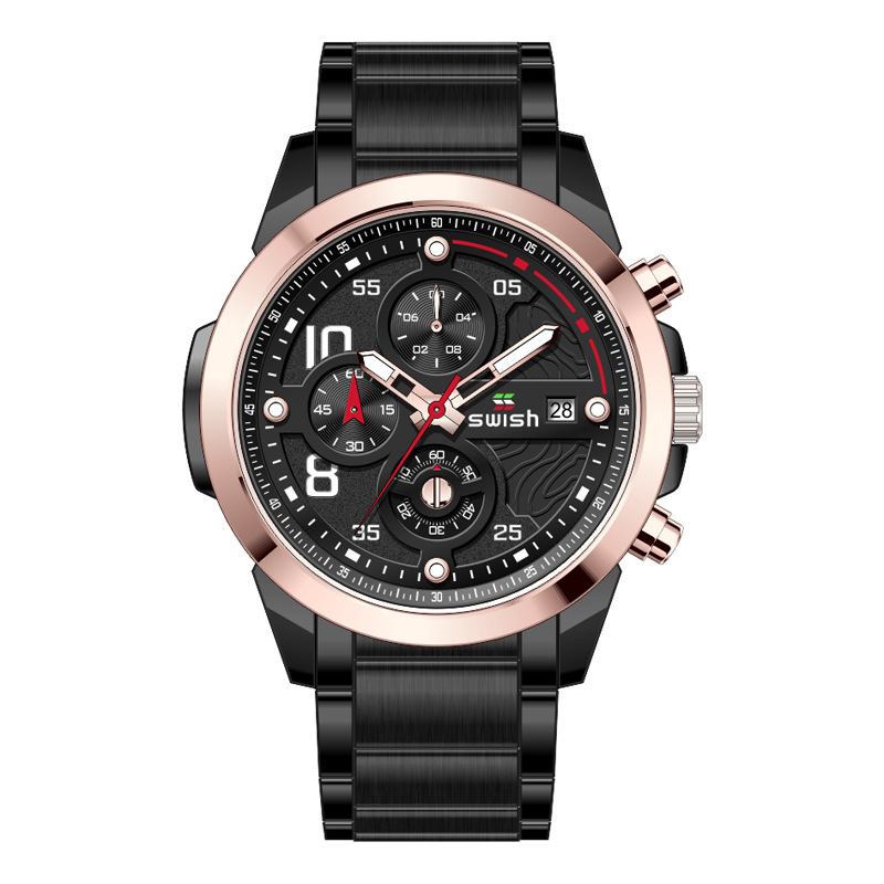 Business 3atm Vattentät Självlysande Datumvisning Chronograph Herr Quartz Watch