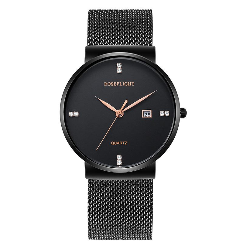 Business Casual Män Rostfritt Stål Band Data Display Vattentät Quartz Watch