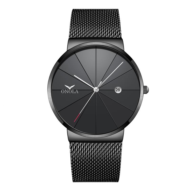 Business Casual Mesh Band Kalender Vattentät Herr Quartz Watch Armbandsur