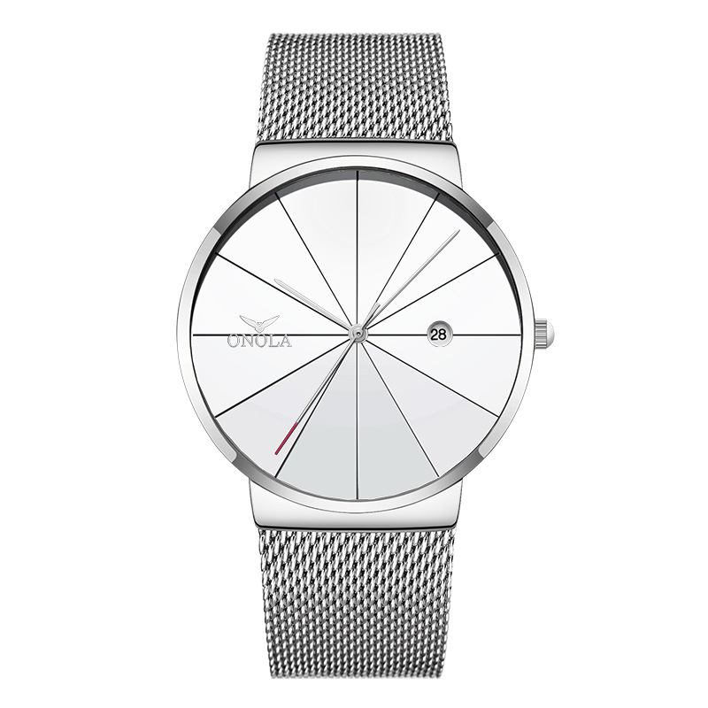 Business Casual Mesh Band Kalender Vattentät Herr Quartz Watch Armbandsur