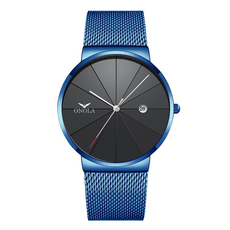 Business Casual Mesh Band Kalender Vattentät Herr Quartz Watch Armbandsur