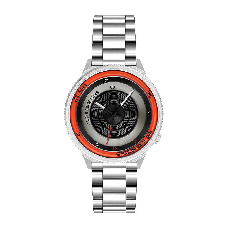 Casual Mode Män Kreativ Kamera Urtavla Vattentät Rostfritt Stål Armband Quartz Watch