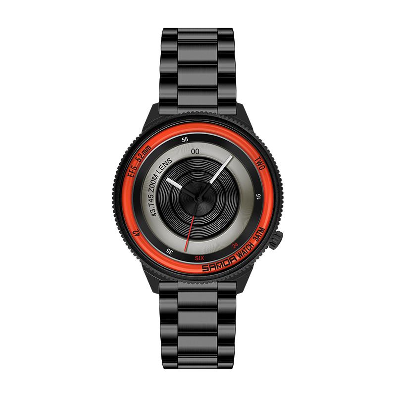 Casual Mode Män Kreativ Kamera Urtavla Vattentät Rostfritt Stål Armband Quartz Watch