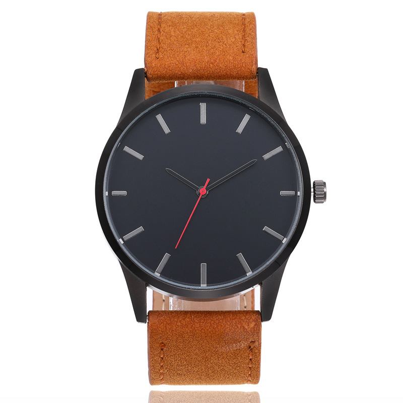 Casual Sport Big Dial Analog Matt Pu Läder Unisex Armbandsur Quartz Watch