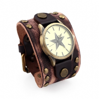 Casual Vintage Multi-layer Cowhide Läderrem Unisex Quartz Watch Armband