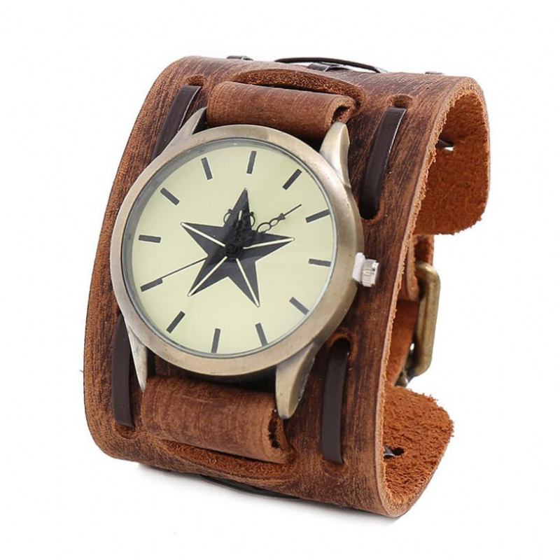 Casual Vintage Multi-layer Cowhide Läderrem Unisex Quartz Watch Armband