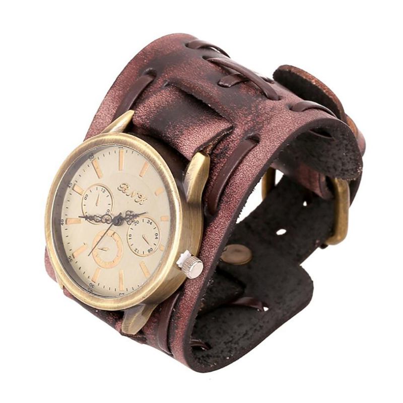 Casual Vintage Multi-layer Cowhide Läderrem Unisex Quartz Watch Armband