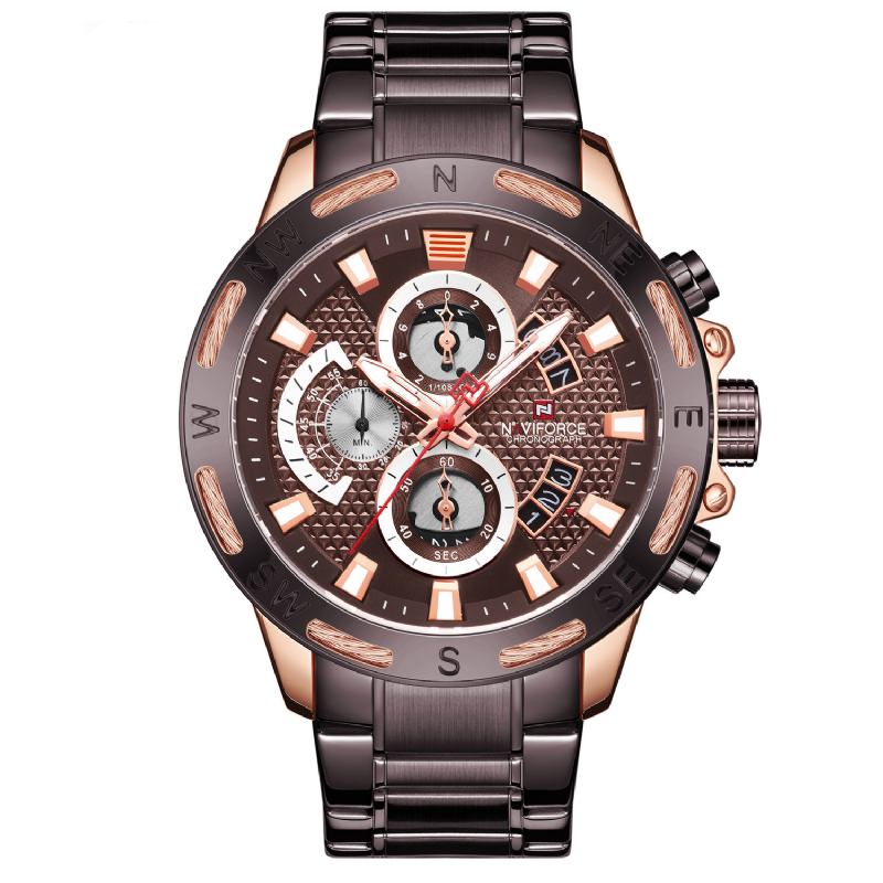 Chronograph Business Style Herrklocka Luminous Display Quartz Watch