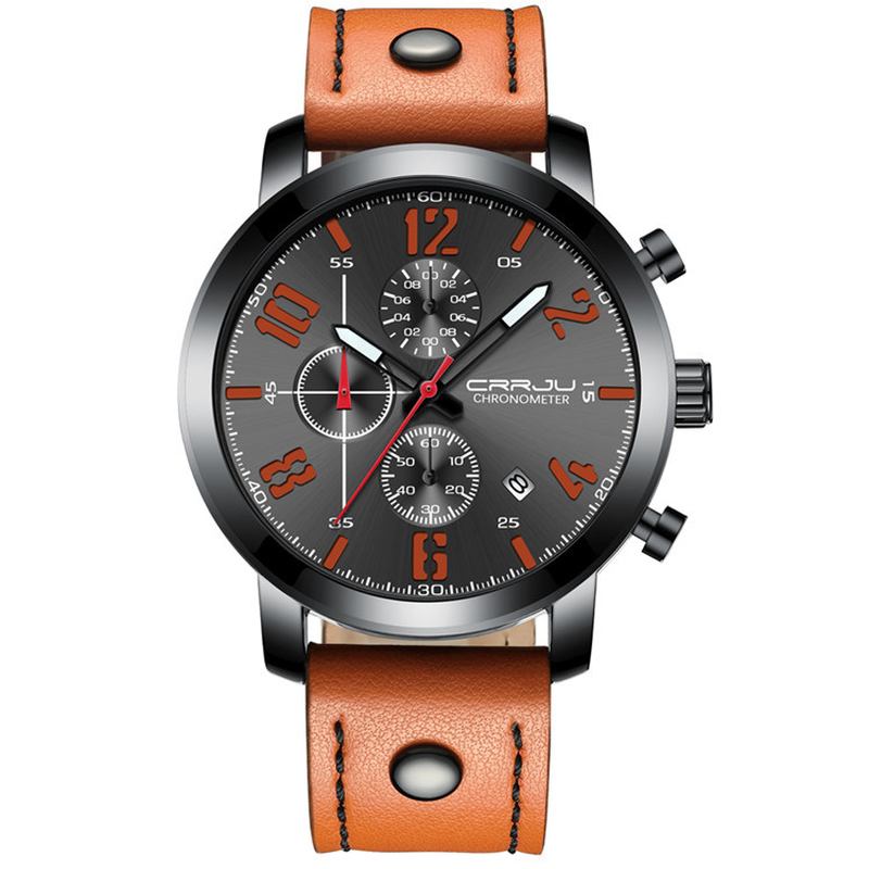 Chronograph Casual Style Herr Armbandsur Lysande Display Quartz Watch