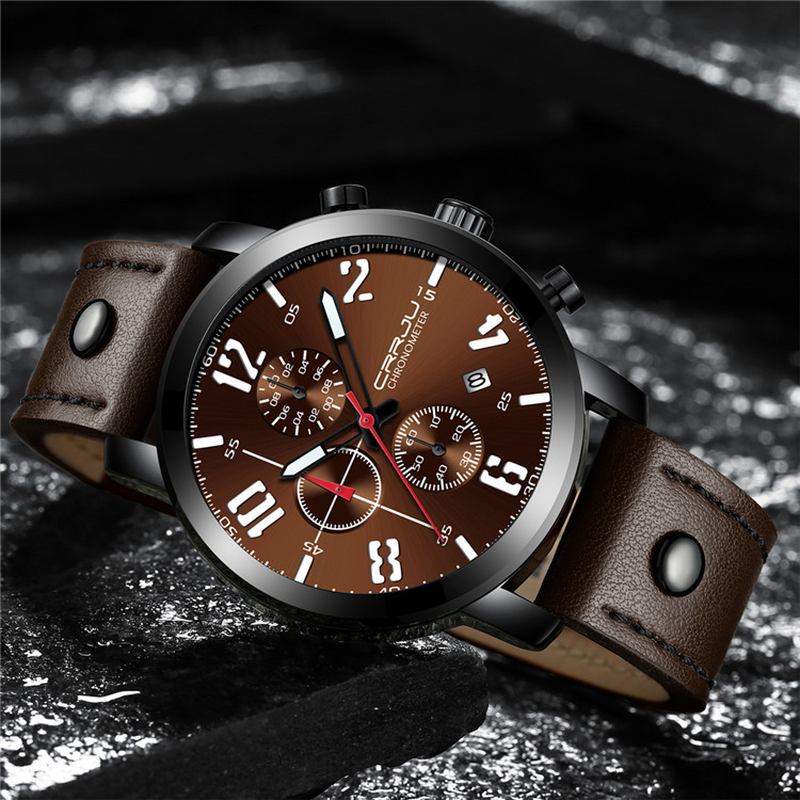 Chronograph Casual Style Herr Armbandsur Lysande Display Quartz Watch