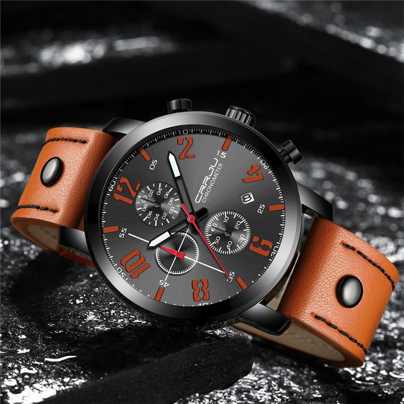 Chronograph Casual Style Herr Armbandsur Lysande Display Quartz Watch