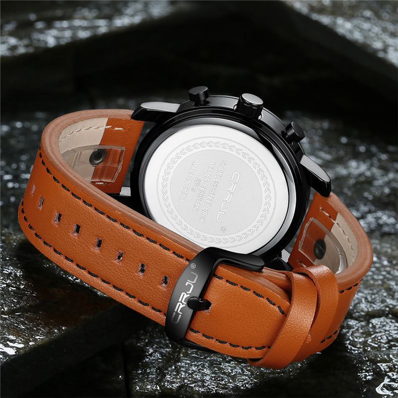 Chronograph Casual Style Herr Armbandsur Lysande Display Quartz Watch