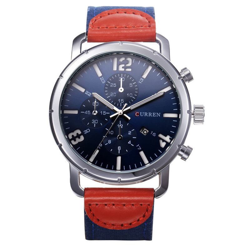 Datumvisning Casual Style Herr Armbandsur Läderrem Analog Quartz Watch