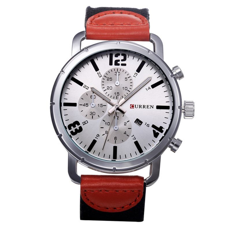 Datumvisning Casual Style Herr Armbandsur Läderrem Analog Quartz Watch